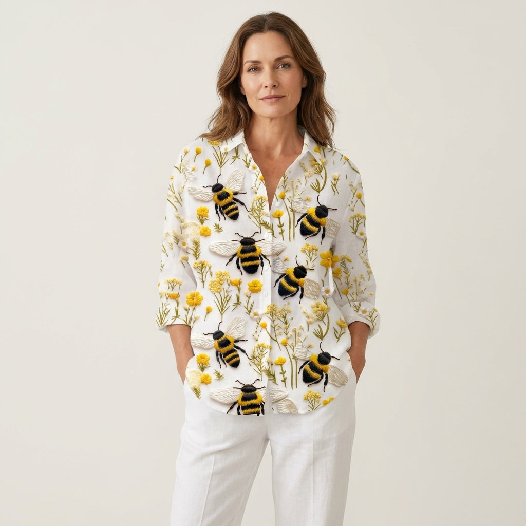 Fiorine | Bumblebee Print Button-Down