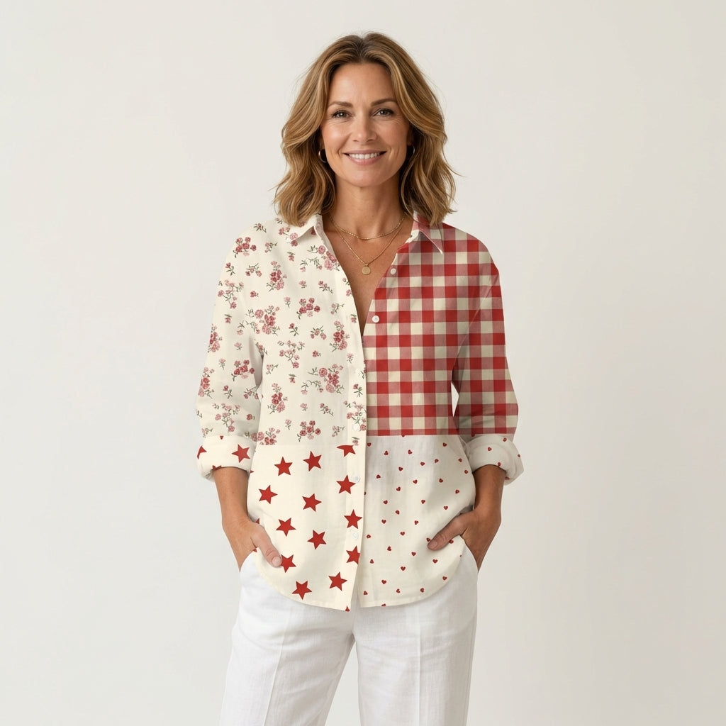 Teofila | Mixed-Pattern Button-Down