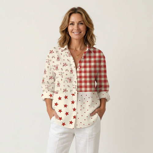 Teofila | Mixed-Pattern Button-Down