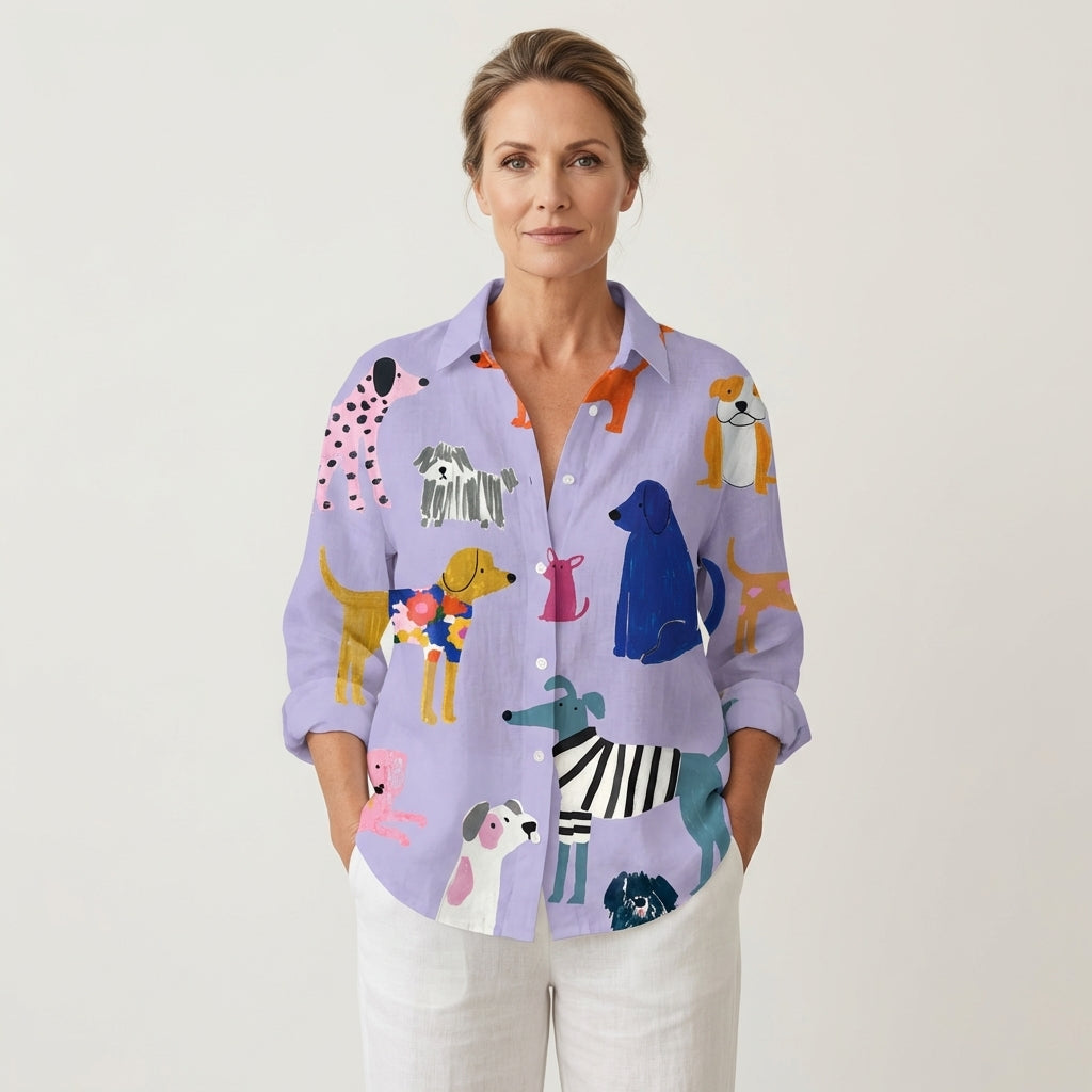 Vanna | Illustrated Dog Button-Down