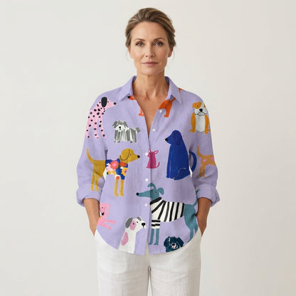 Vanna | Illustrated Dog Button-Down