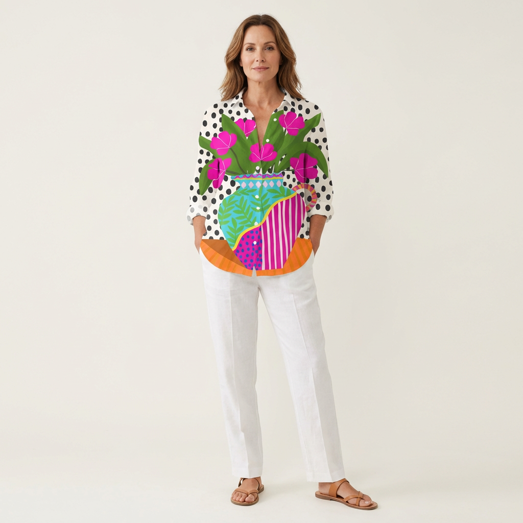 Xiomara | Painted Vase Button-Down