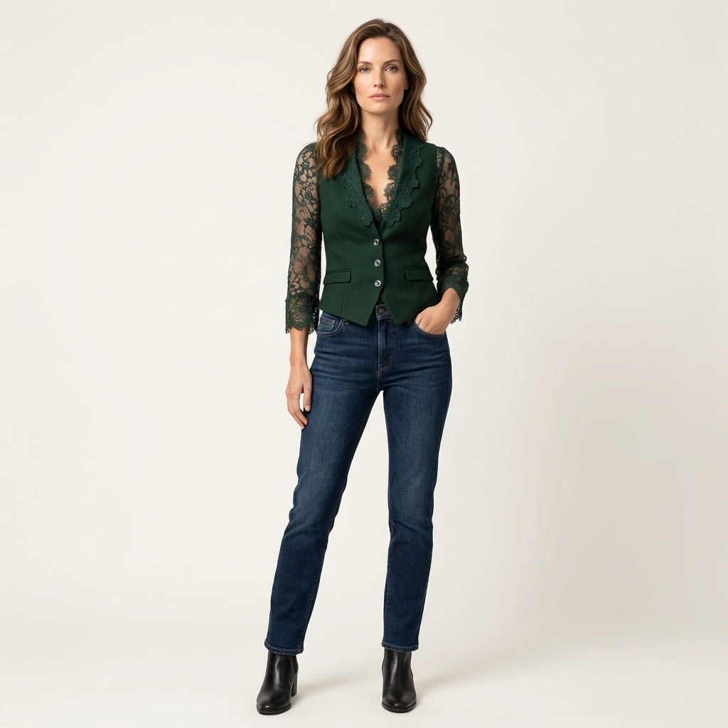 Graciela | Lace-Sleeve Fitted Blazer