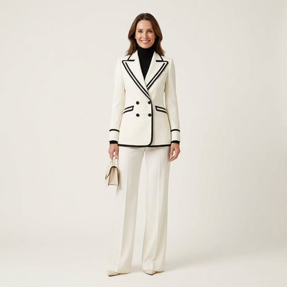 Alondra | White Contrast-Trim Suit