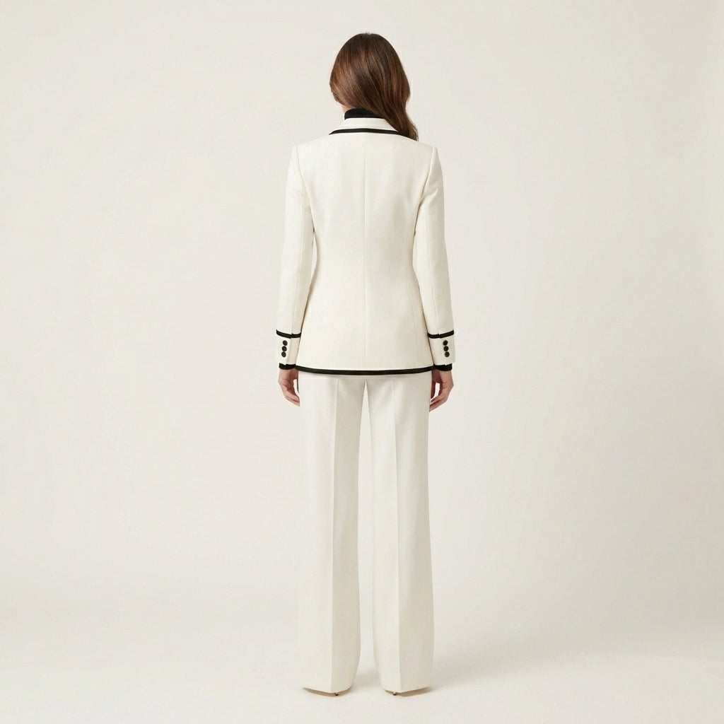 Alondra | White Contrast-Trim Suit