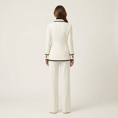 Alondra | White Contrast-Trim Suit
