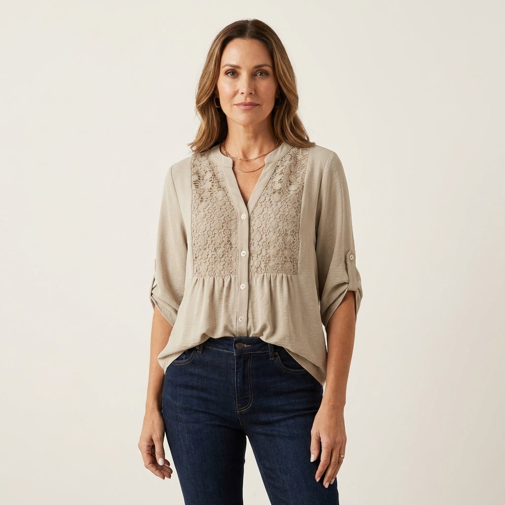 Aljolina | Lace-Bib Blouse