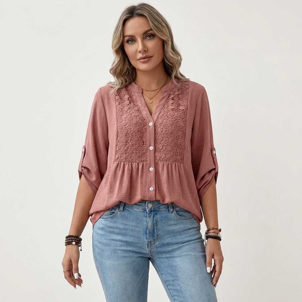 Aljolina | Lace-Bib Blouse