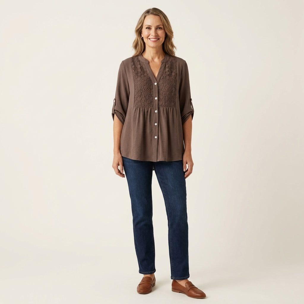 Aljolina | Lace-Bib Blouse