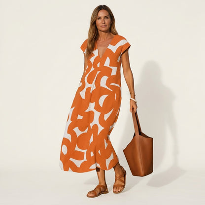 Janica | Abstract Print Maxi Dress