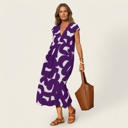 Janica | Abstract Print Maxi Dress