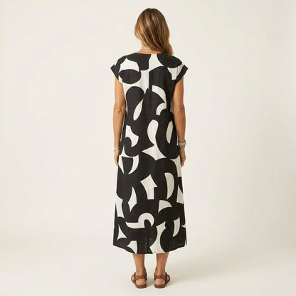 Janica | Abstract Print Maxi Dress