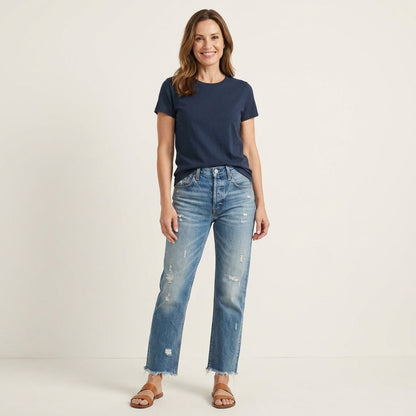 Donna | High-Rise Straight-Leg Cropped Jeans