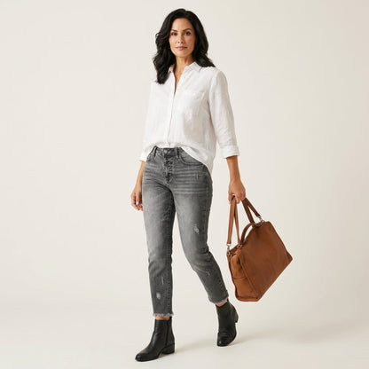 Donna | High-Rise Straight-Leg Cropped Jeans