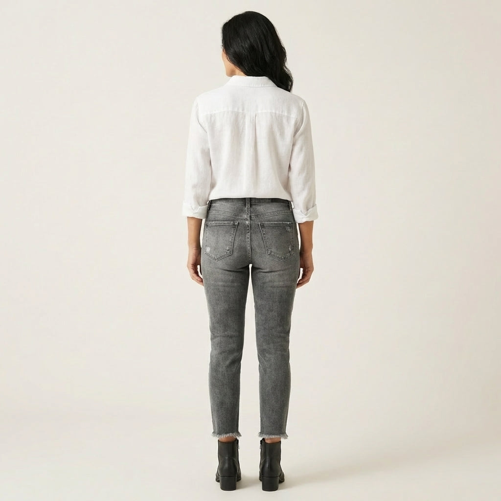 Donna | High-Rise Straight-Leg Cropped Jeans