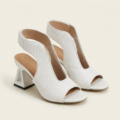 Dariana | Woven-Texture Peep-Toe Slingback Heel