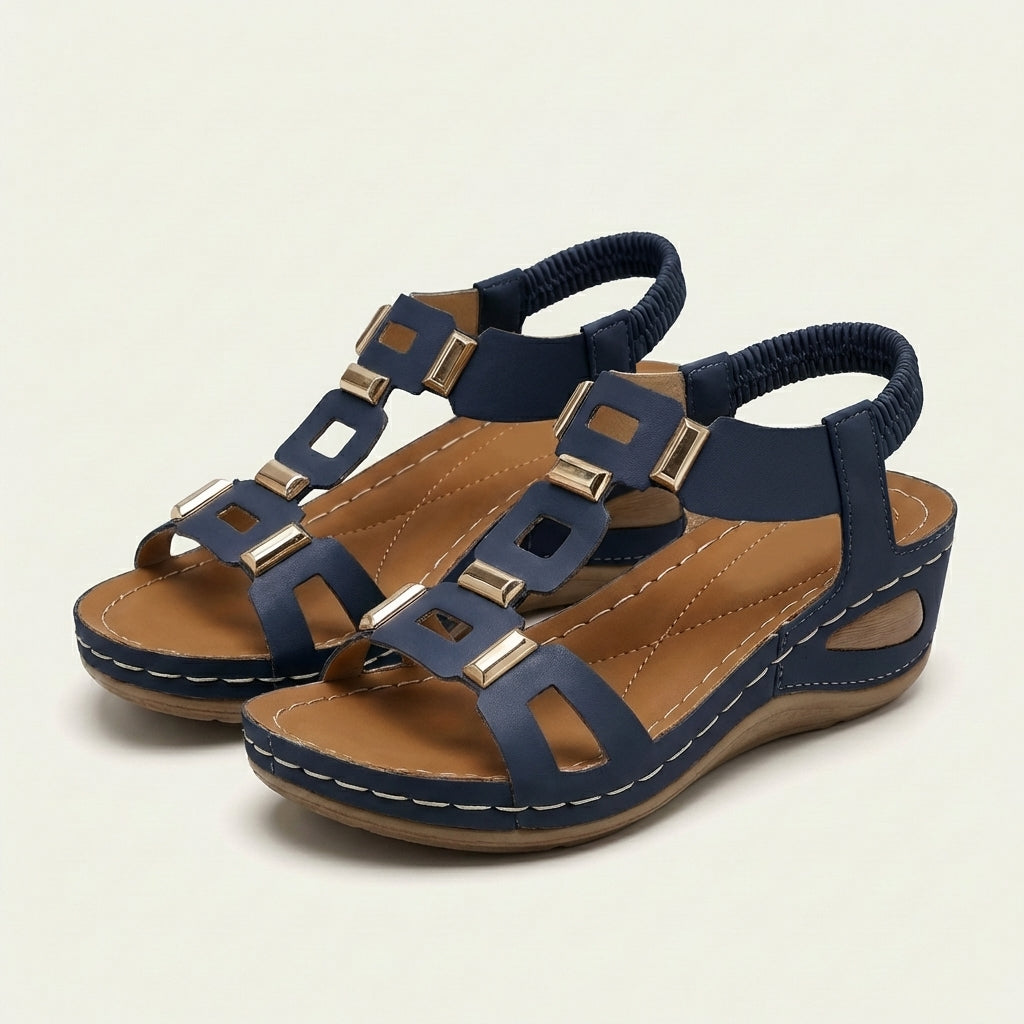Georgianna | Roman-Style Open-Toe Wedge Sandal