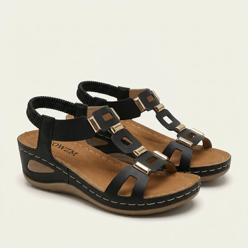Georgianna | Roman-Style Open-Toe Wedge Sandal