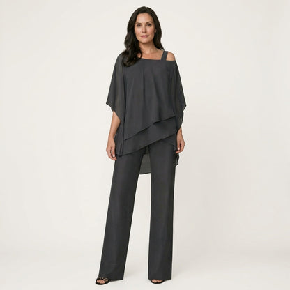 Lilith | Layered Drape Top and Wide-Leg Pants Set