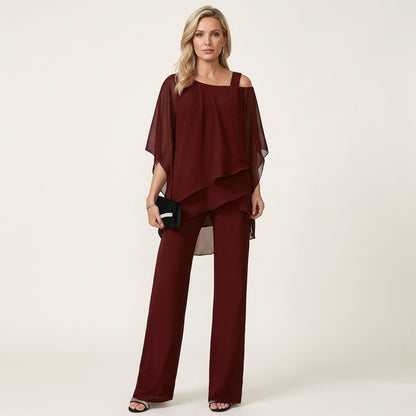 Lilith | Layered Drape Top and Wide-Leg Pants Set