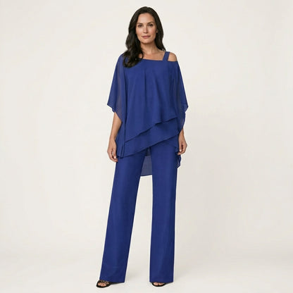 Lilith | Layered Drape Top and Wide-Leg Pants Set