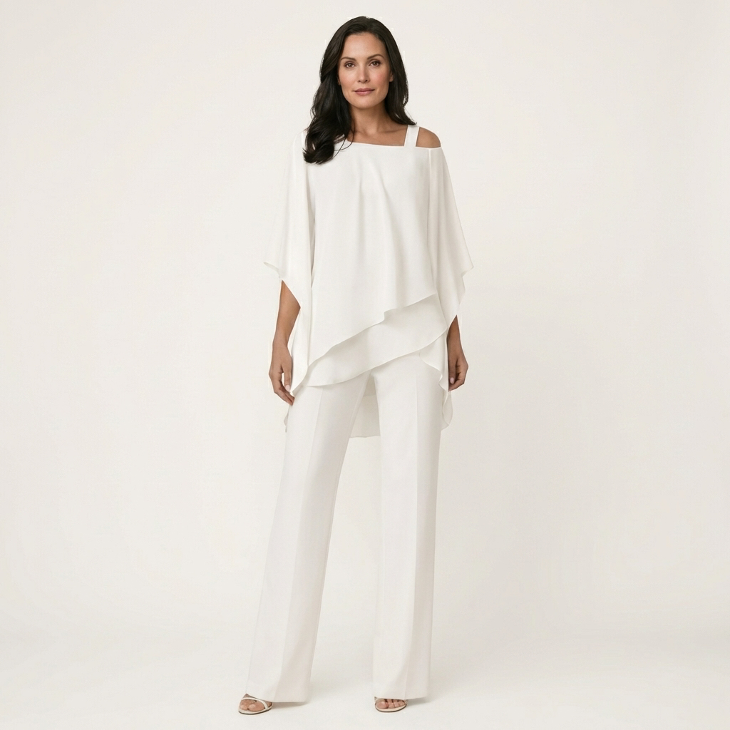 Lilith | Layered Drape Top and Wide-Leg Pants Set