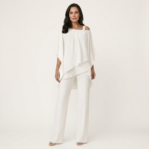Lilith | Layered Drape Top and Wide-Leg Pants Set