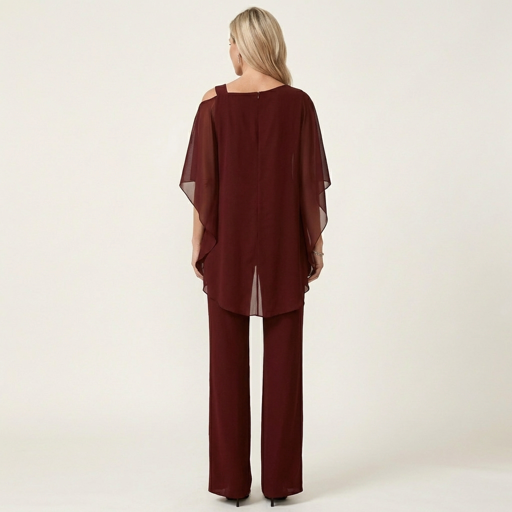 Lilith | Layered Drape Top and Wide-Leg Pants Set