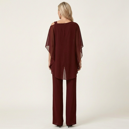 Lilith | Layered Drape Top and Wide-Leg Pants Set
