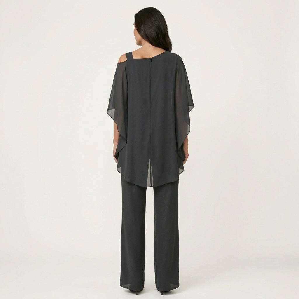 Lilith | Layered Drape Top and Wide-Leg Pants Set