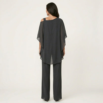 Lilith | Layered Drape Top and Wide-Leg Pants Set