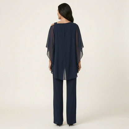 Lilith | Layered Drape Top and Wide-Leg Pants Set