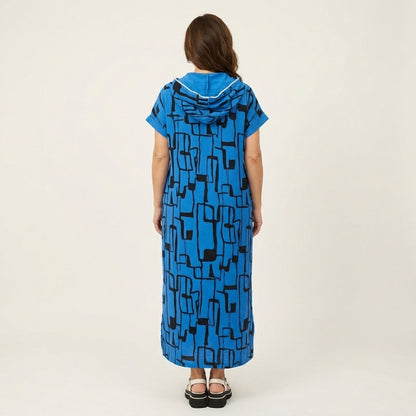 Maybella | Short-Sleeve Hooded Maxi Dress With Quarter-Zip