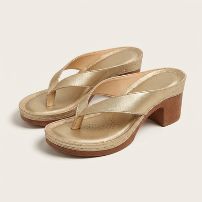 Anslie | Leather Toe-Loop Block Heel Sandal