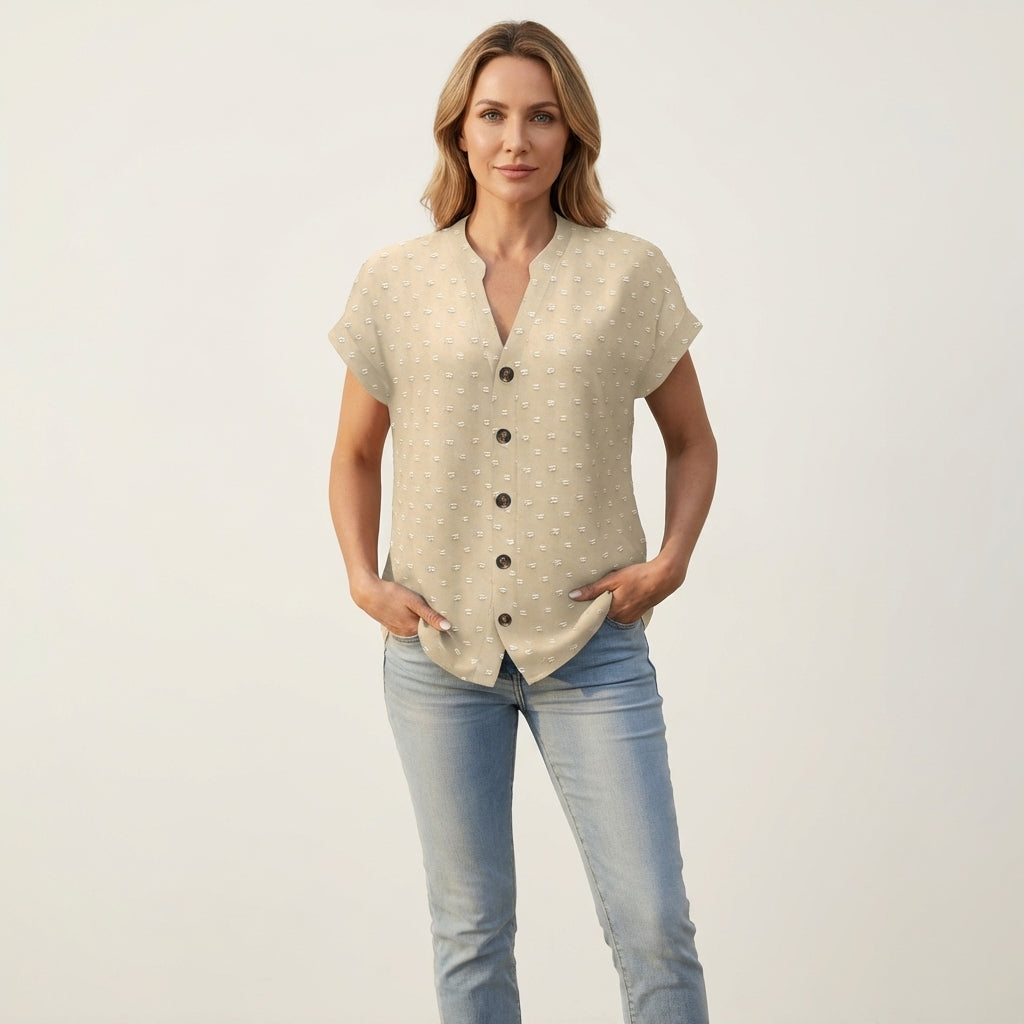Shanti | Textured Button-Down Blouse