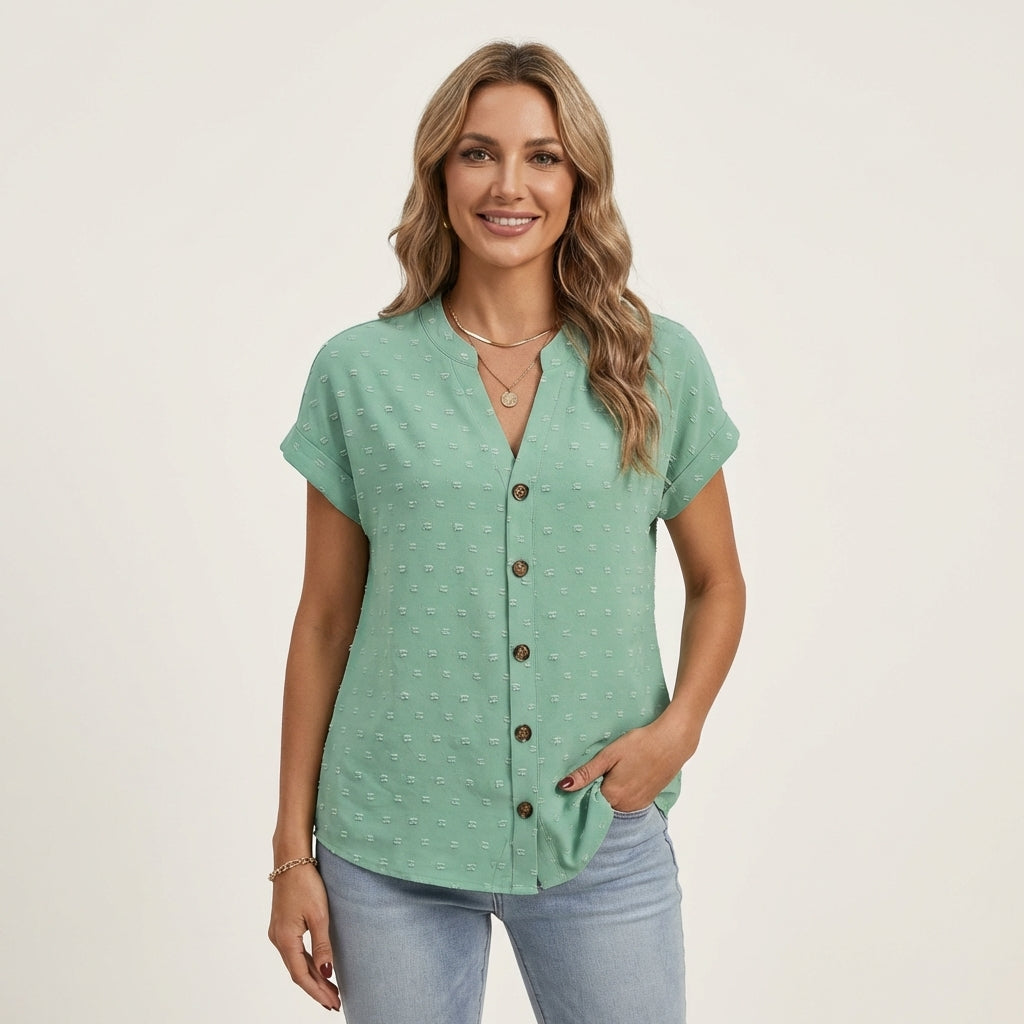 Shanti | Textured Button-Down Blouse