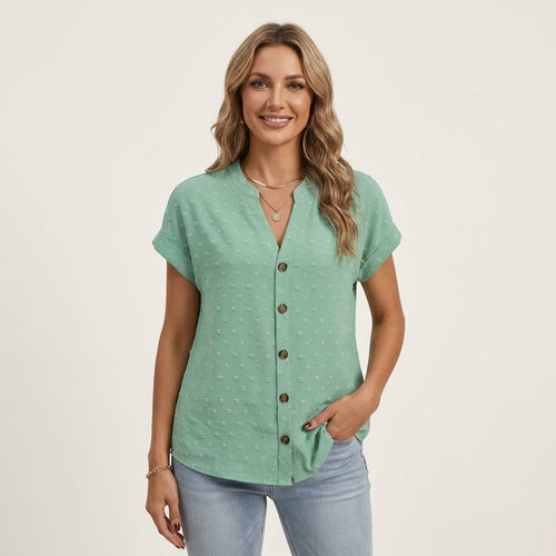 Shanti | Textured Button-Down Blouse