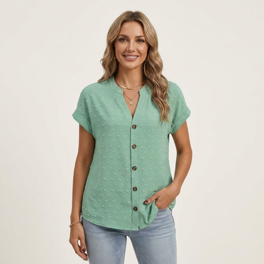 Shanti | Textured Button-Down Blouse