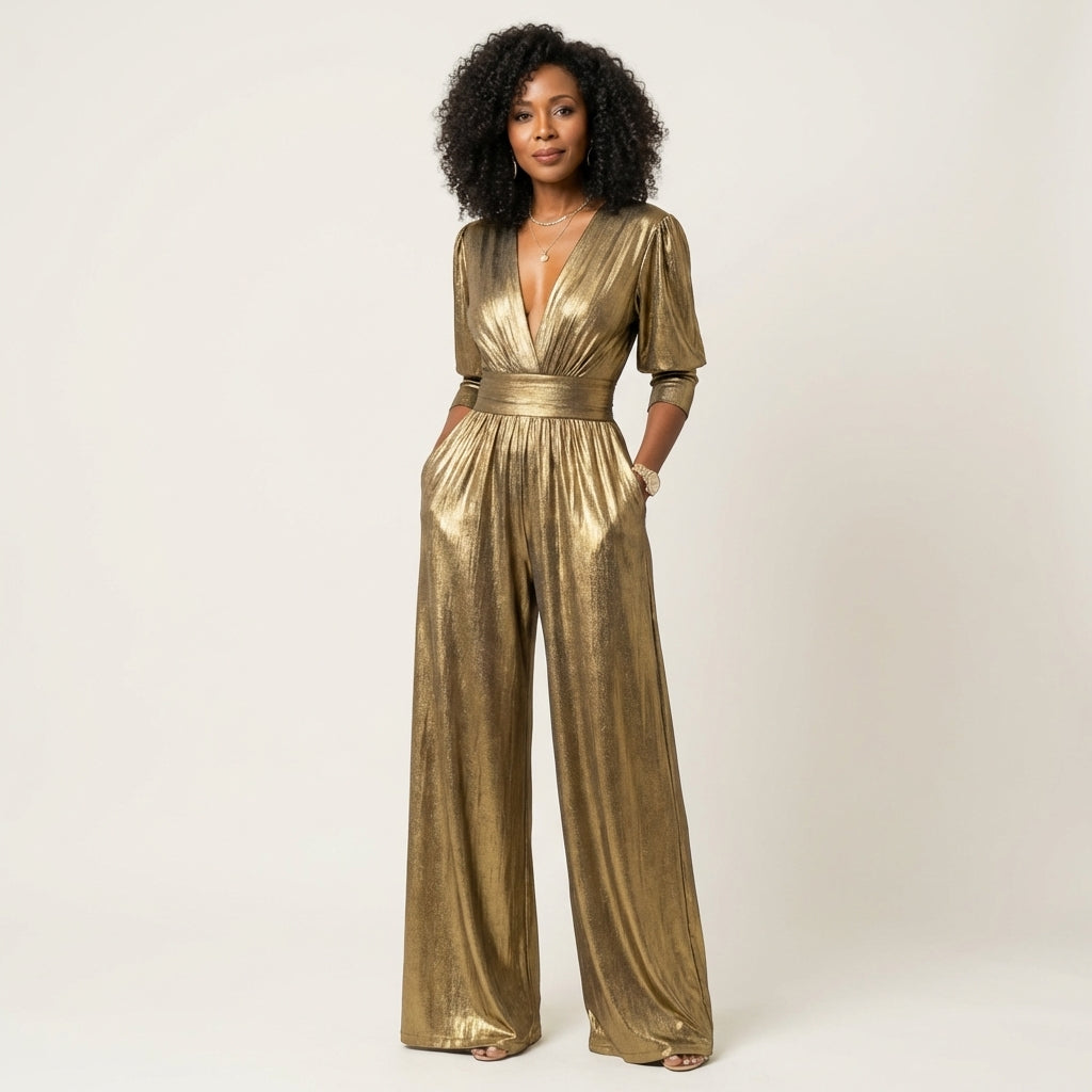 Rashana | Metallic Shimmer Jumpsuit