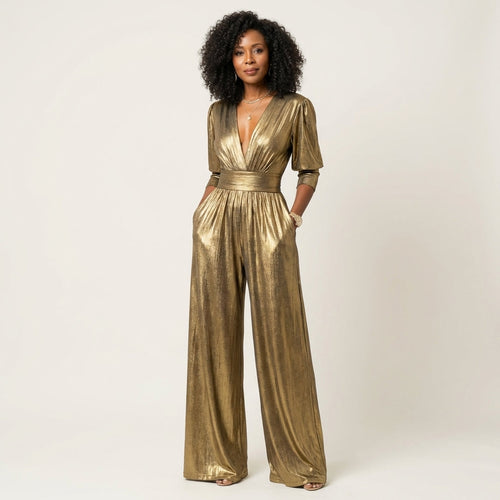 Rashana | Metallic Shimmer Jumpsuit
