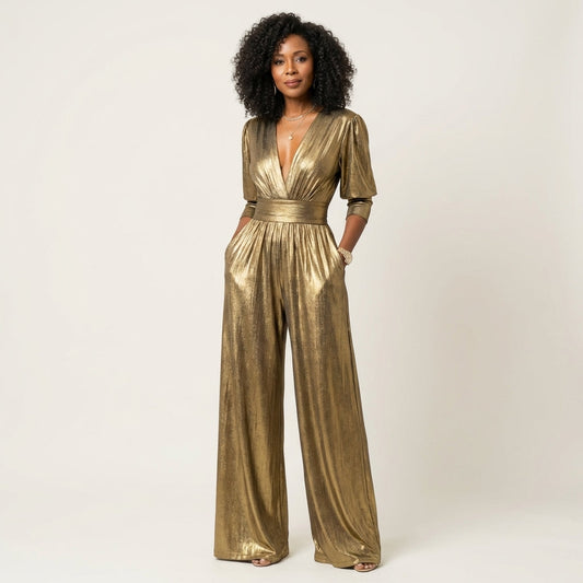Rashana | Metallic Shimmer Jumpsuit