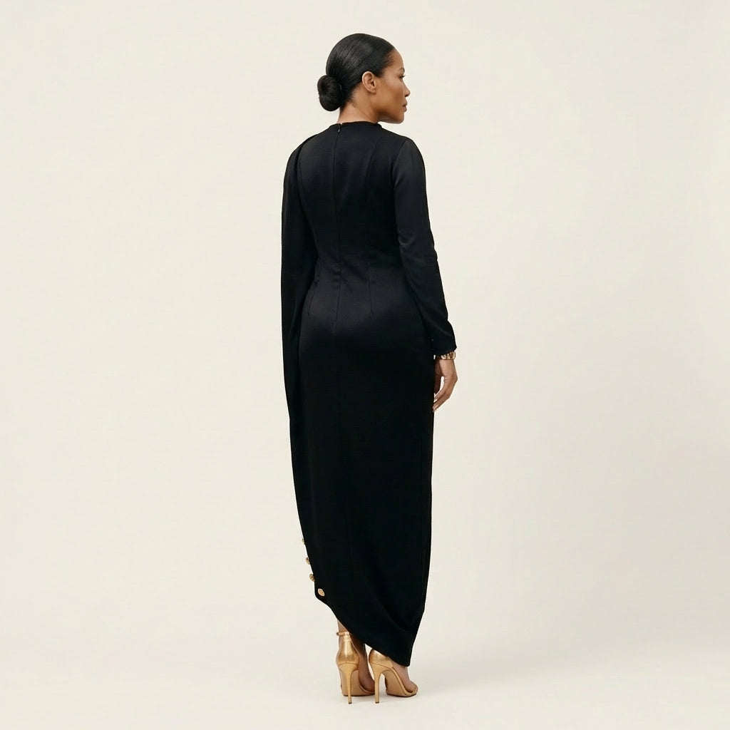 Vanita | Gold-Button Maxi Dress