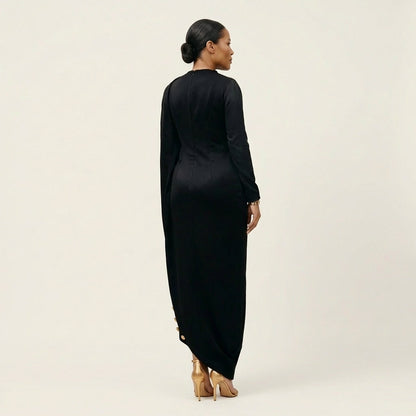 Vanita | Gold-Button Maxi Dress