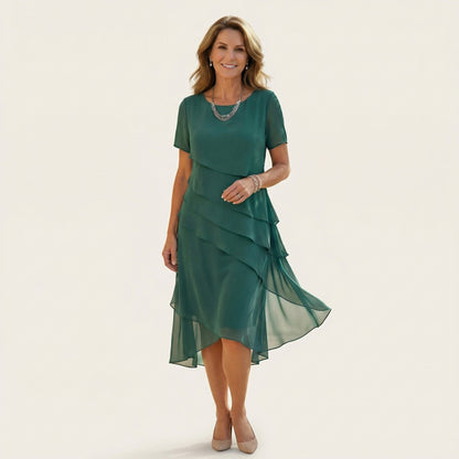 Angela | Tiered Chiffon Midi Dress