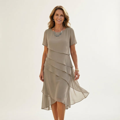 Angela | Tiered Chiffon Midi Dress