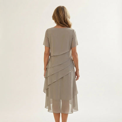 Angela | Tiered Chiffon Midi Dress