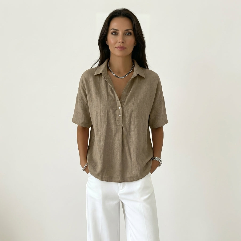 Seraph | Linen Polo Blouse