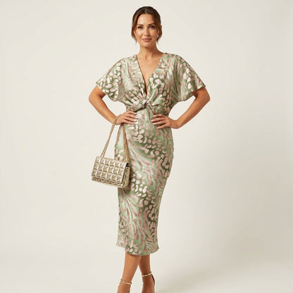 Norienna | Satin Wrap Midi Dress