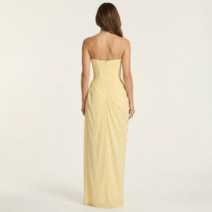 Lala | Strapless Draped Chiffon Dress