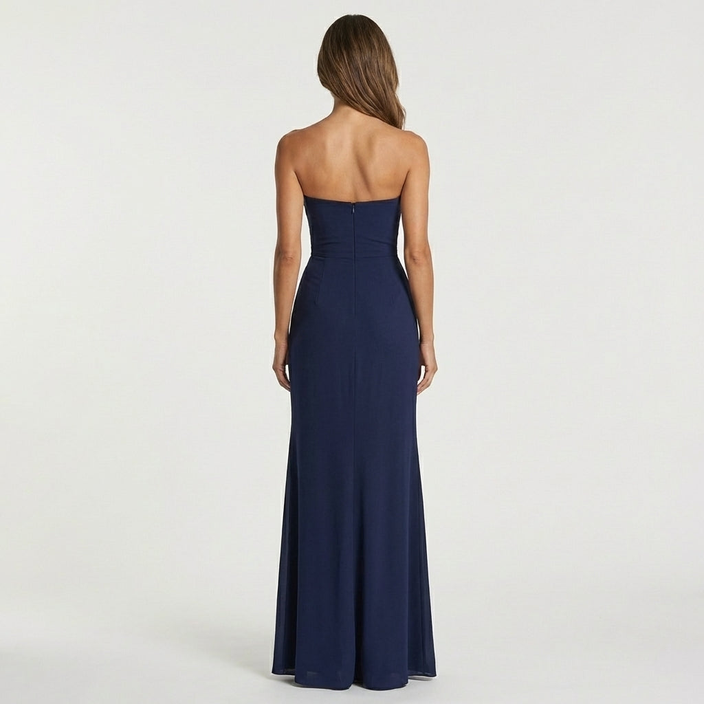Lala | Strapless Draped Chiffon Dress